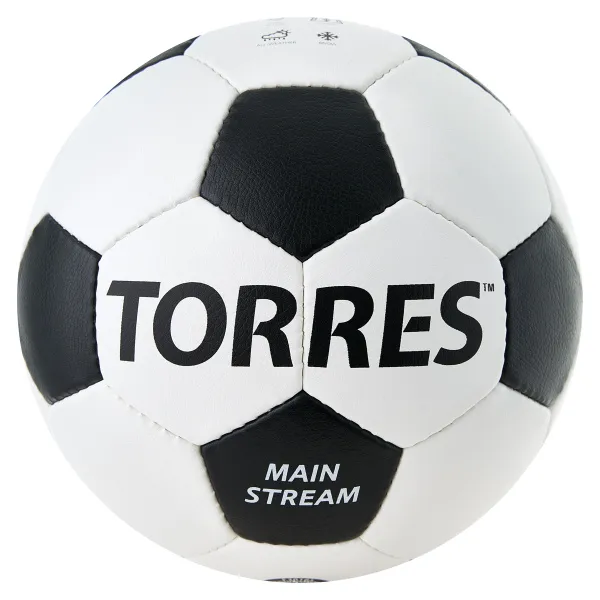 Мяч футб. TORRES Main Stream, F30184,р.4, 32 пан. ПУ, 4 под. слоя, руч. сшив., бело-черный