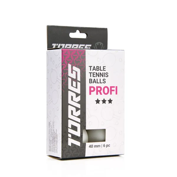 Мяч для наст. тенниса TORRES Profi 3*, TT23012, диам. 40+мм, упак. 6 шт, белый за 338.30 ₽ в Красноярске