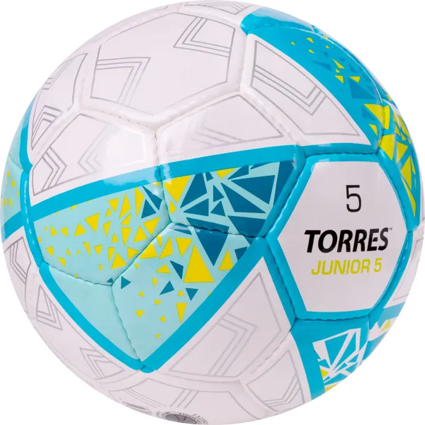 Мяч футб. TORRES Junior-5, F323805, р.5,глянц.ПУ,4 сл,32 п, руч.сш,бел-бирюзовый за 2&nbsp;070.60 ₽ в Красноярске