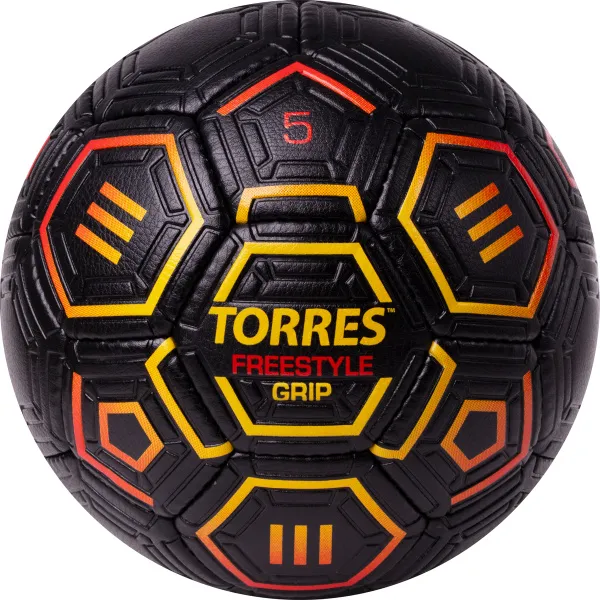 Мяч футб. TORRES Freestyle Grip, F323765, р.5, 32 панели. PU, ручная сшивка, черно-желт-красн за 2&nbsp;070.60 ₽ в Красноярске