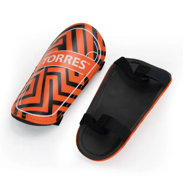 Щитки футбольные TORRES Club, FS2307S, р. S, без голеностопа, две заст. на лип, оранжево-черный