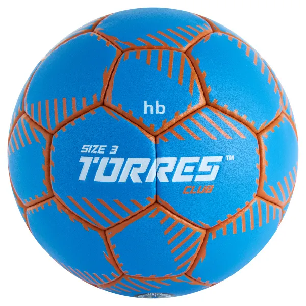 Мяч ганд. TORRES Club, H32443, р.3, ПУ, 5 подкл. слоев, руч. сшивка, синий