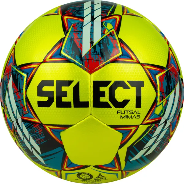 Мяч футзал. SELECT Futsal Mimas, 1053460550, р.4,FIFA Basic, 32 пан, гл.ПУ, руч.сш, жел-сине-красный за 6&nbsp;303.60 ₽ в Красноярске
