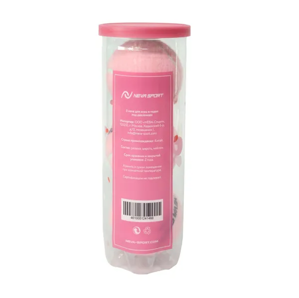 Мяч для падела NS Sakura, UAA2, уп.3 шт, сукно, нат.резина, розовый за 824.50 ₽ в Красноярске