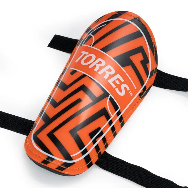 Щитки футбольные TORRES Club, FS2307S, р. S, без голеностопа, две заст. на лип, оранжево-черный