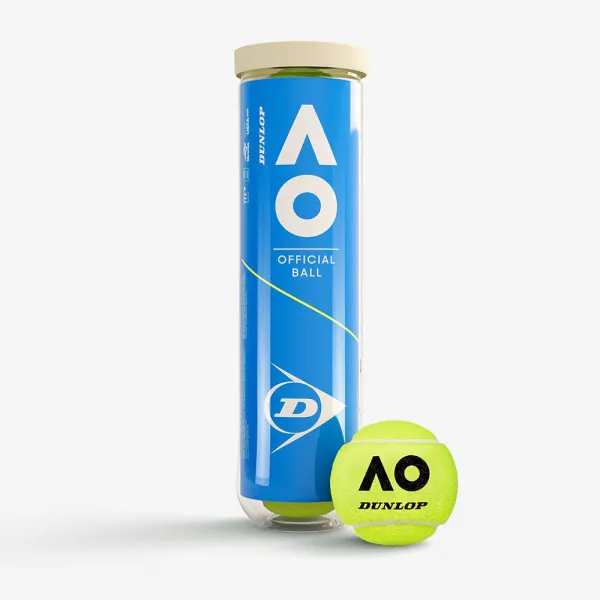 Мяч теннисный Dunlop Australian Open, 601602, уп..4 шт, одобр.ITF,фетр,нат.резина, желтый